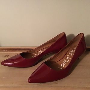 Red Calvin Klein low heels sz 7 never worn